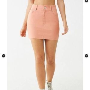 Denim Mini Skirt Salmon Pink